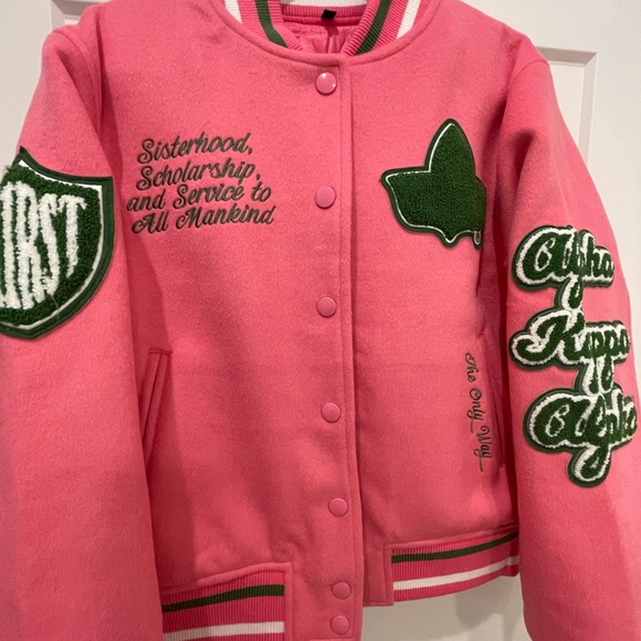 NEW*FULL LENGTH TIMELESS IVY VARSITY AKA LETTERMAN JACKET,PINK Alpha Kappa Alpha - Picture 7 of 8